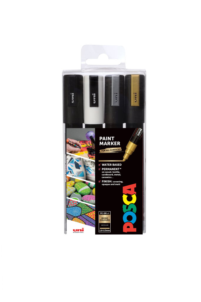 Uni POSCA Paint Marker PC-5M Mono Tone Set (4pc)